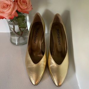 Yves Saint Laurent Metallic Pointed-Toe Pumps